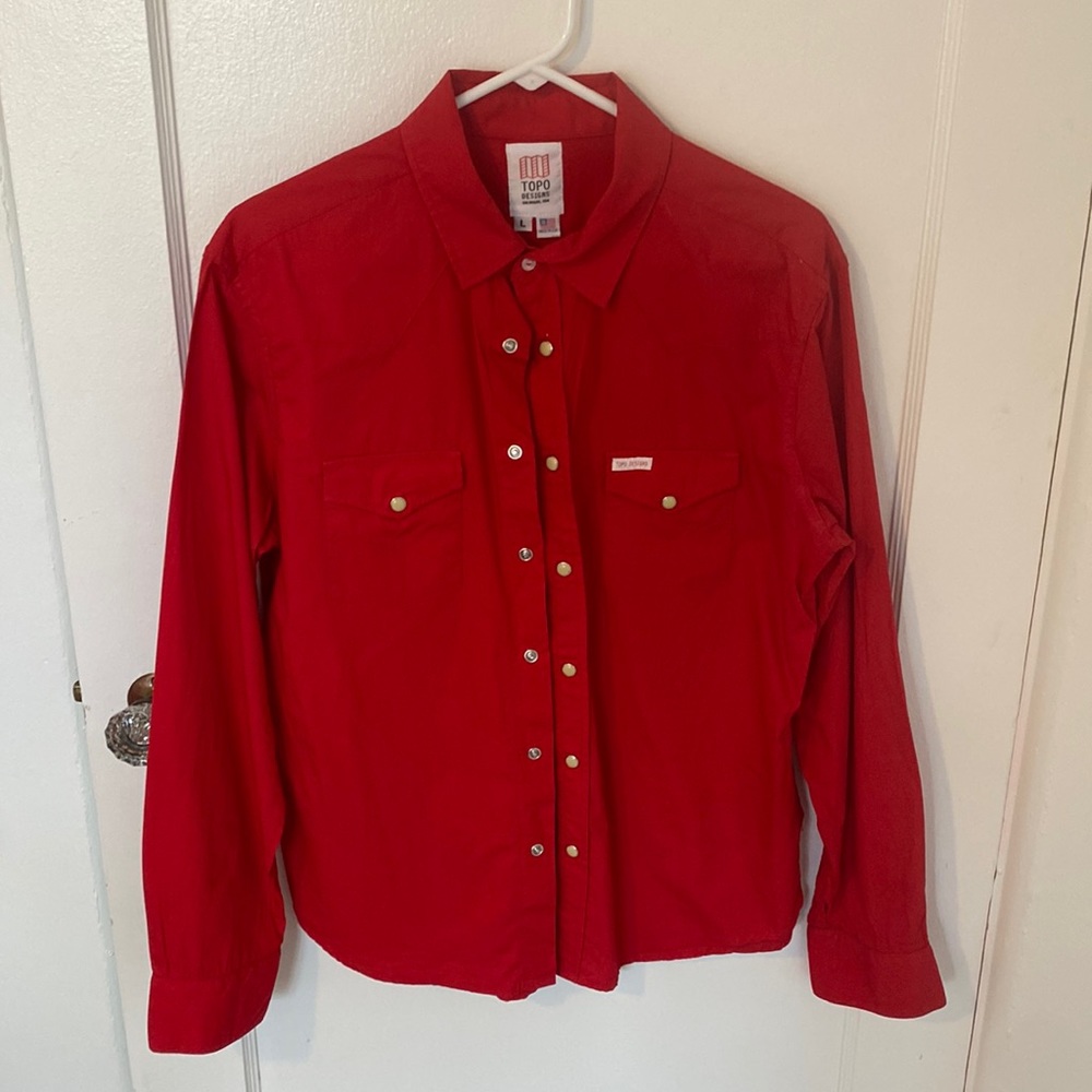 Topo Designs Scarlet Red Snap-Front Button-Down Shirt